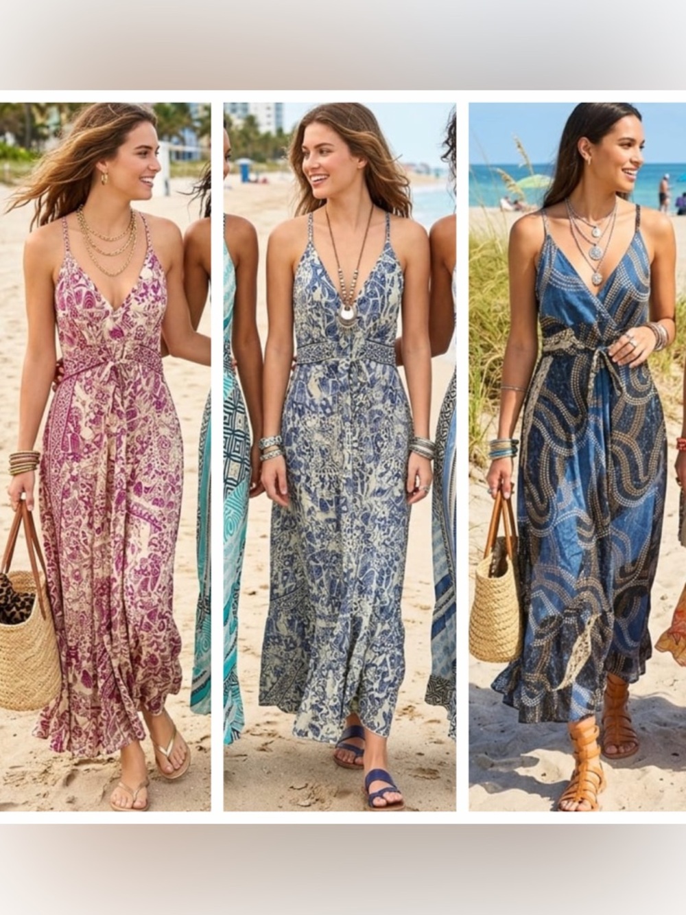 ShopEvelynne Boho Maxi Dress in Pink, Blue, and Navy Print Options